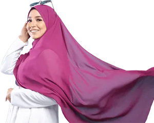 Elegant Hijab Flowing Fabric PNG Image