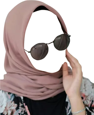 Elegant Hijabwith Sunglasses PNG Image