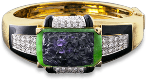 Elegant Jade Diamond Gold Bracelet PNG image with transparent background