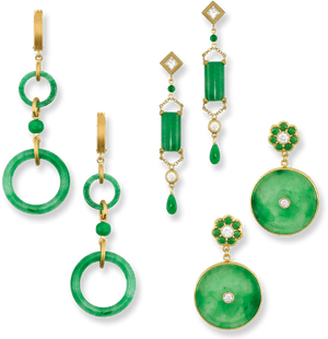 Elegant Jade Earrings Collection PNG image with transparent background