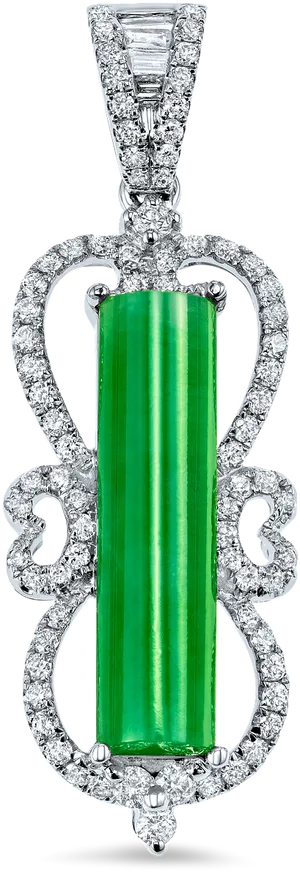 Elegant Jade Pendant Diamond Encrusted PNG Image