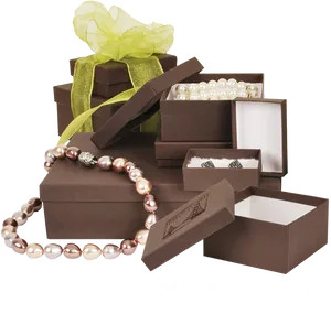 Elegant Jewelry Boxesand Pearl Necklace PNG Image