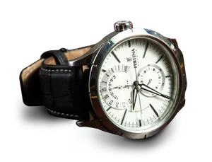 Elegant Leather Strap Watch PNG Image