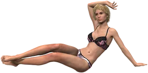 Elegant Lingerie Model Pose PNG Image