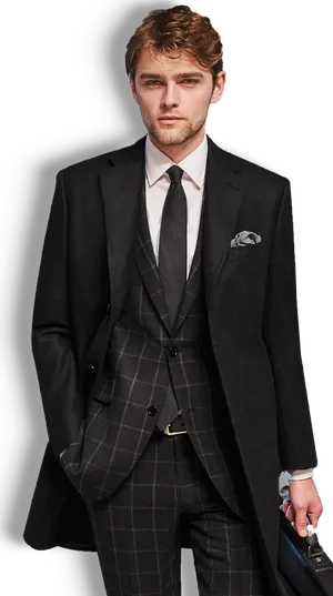 Elegant Manin Black Suit PNG Image