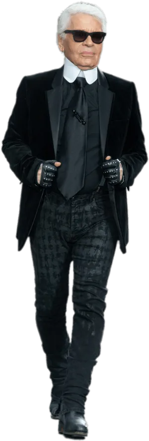 Elegant Manin Black Suitand Sunglasses PNG Image