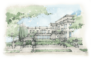 Elegant Mansion Sketch Artwork PNG image with transparent background