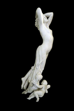 Elegant Marble Statuewith Angel PNG image with transparent background