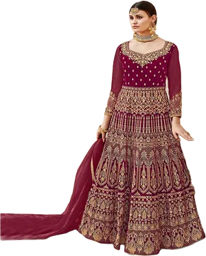 Elegant Maroon Salwar Suit Design PNG Image