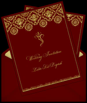 Elegant Maroon Wedding Invitation Design PNG with transparent background