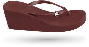 Elegant Maroon Wedge Chappal PNG Image