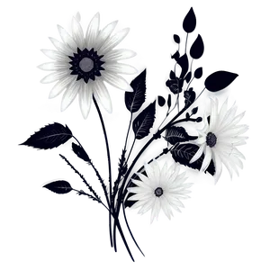 Elegant Monochrome Flowers Png 06282024 PNG Image