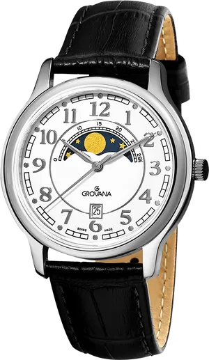 Elegant Moonphase Watch Grovana PNG Image