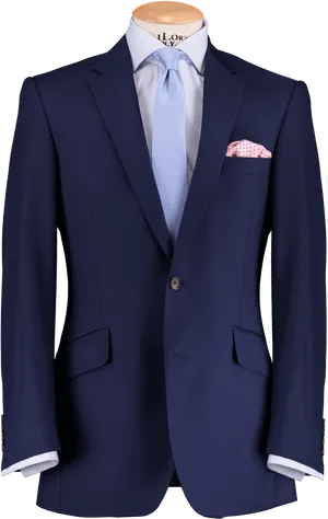 Elegant Navy Blue Suit Display PNG Image