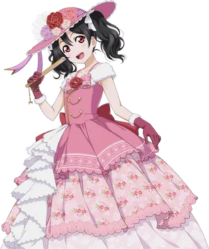 Elegant Nico Yazawa Victorian Dress PNG Image