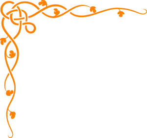 Elegant Orange Floral Corner Border Clipart PNG Image