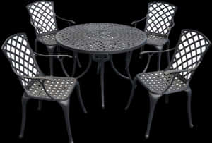 Elegant Outdoor Metal Patio Set PNG image with transparent background
