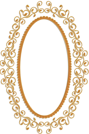 Elegant Oval Golden Frame PNG Image