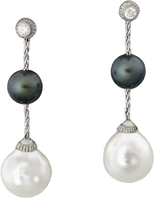 Elegant Pearl Drop Earrings PNG Image