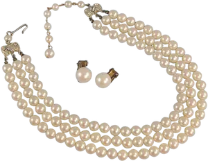 Elegant Pearl Jewelry Set PNG Image