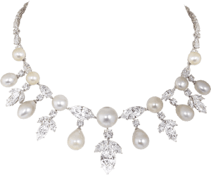 Natural Saltwater Pearl And Diamond Necklace - Pearl Diamond Necklaces Png, Transparent Png PNG image with transparent background