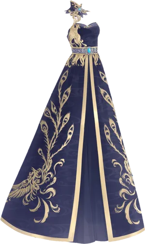 Elegant Phoenix Gown Design PNG Image