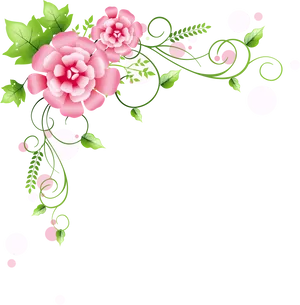 Elegant Pink Floral Designon Black PNG Image