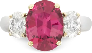 Elegant Pink Gemstone Ringwith Diamonds PNG Image