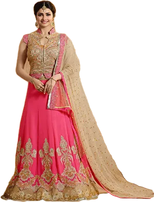 Elegant Pink Lehenga Choli PNG Image