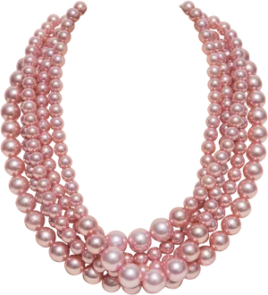 Elegant Pink Pearl Necklace PNG Image