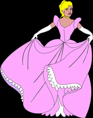 Elegant Pink Princess Cartoon PNG image with transparent background