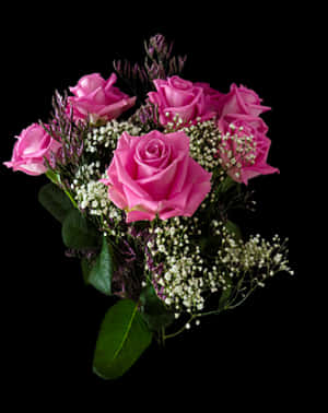 Elegant Pink Roses Bouquet PNG image with transparent background