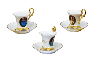 Elegant Portrait Teacups PNG Image