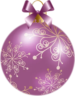 Elegant Purple Christmas Ballwith Golden Design PNG Image