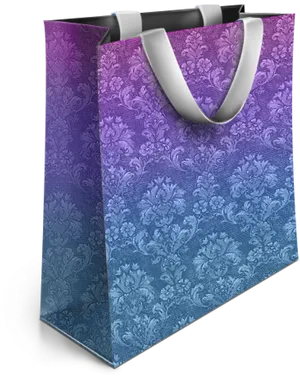 Elegant Purple Floral Shopping Bag PNG Image