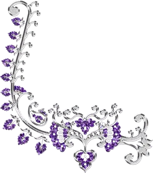 Elegant Purple Gemstone Jewelry Design PNG Image