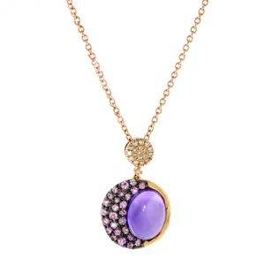 Elegant Purple Gemstone Pendant Necklace PNG Image