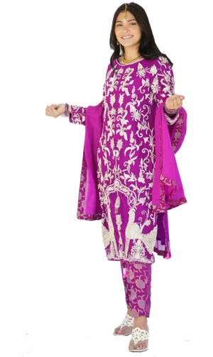 Elegant Purple Salwar Suit Model PNG Image