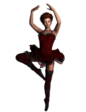 Elegant Red Ballet Dancer3 D PNG Image