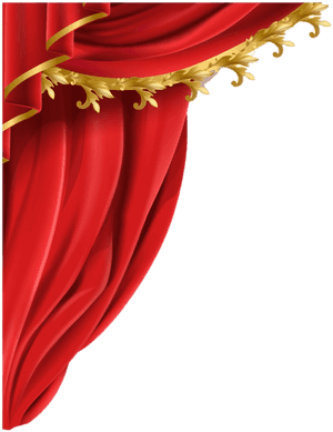 Elegant Red Curtainwith Gold Tassels PNG image with transparent background