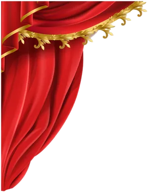 Elegant Red Curtainwith Gold Tassels PNG Image