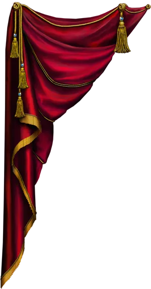 Elegant Red Curtainwith Gold Trim PNG Image