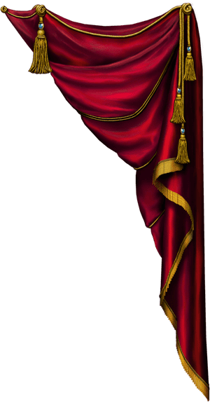 Elegant Red Curtainwith Gold Trim PNG with transparent background