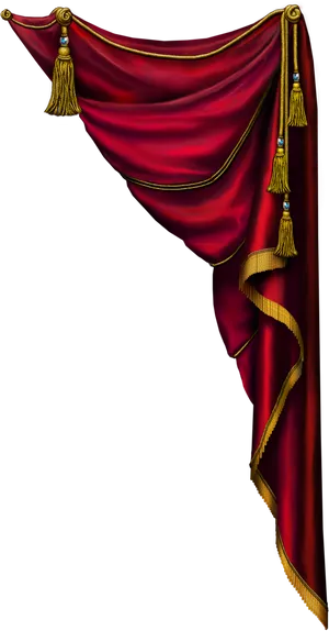 Elegant Red Curtainwith Gold Trim PNG Image