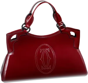 Elegant Red Designer Handbag PNG Image