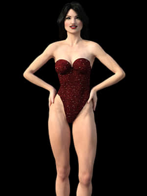 Elegant Red Dress3 D Model PNG image with transparent background