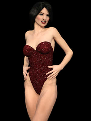 Elegant Red Dress3 D Model PNG image with transparent background