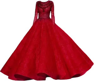 Elegant Red Evening Gown PNG Image