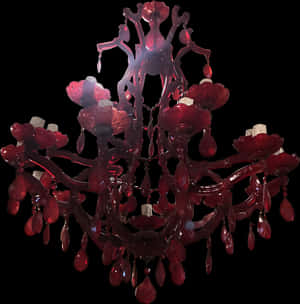 Elegant Red Glass Chandelier PNG image with transparent background