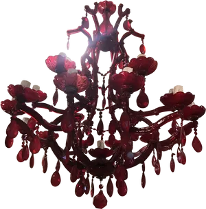 Elegant Red Glass Chandelier PNG Image